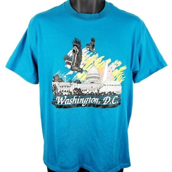 Washington DC T Shirt Vintage 80s The Nations Capital Bald Eagle Size Large - Picture 1 of 5